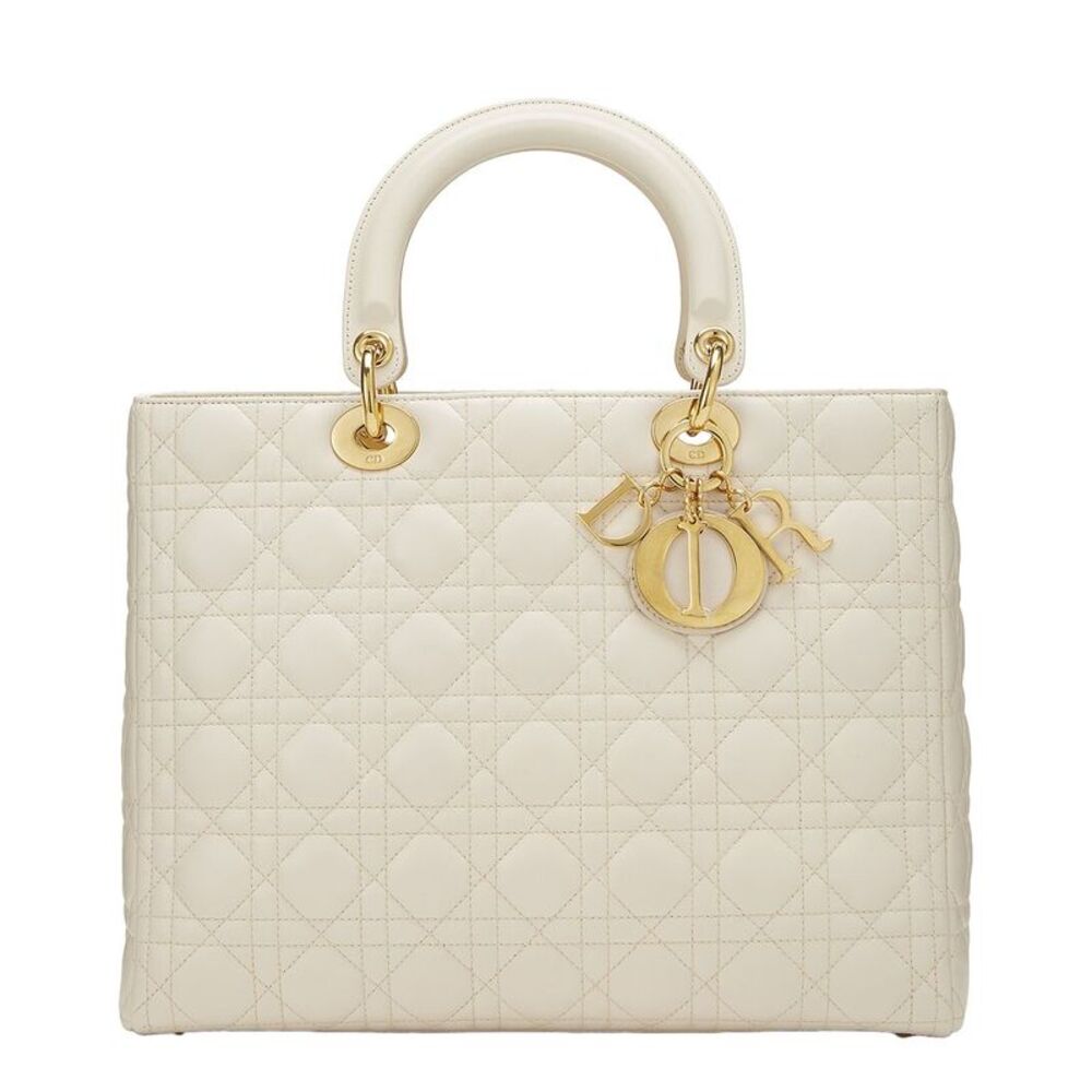 Dior White Lambskin Leather Lady Large (Authentic Pre-Loved)